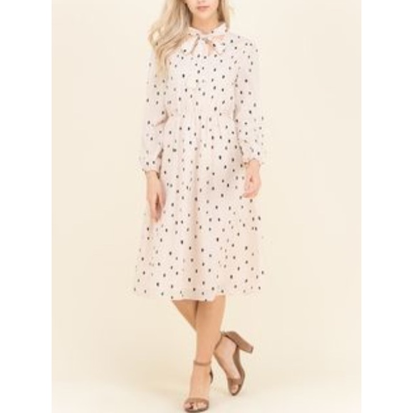 Pinkblush Dresses & Skirts - NEW PinkBlush Polka Dot Tie-Neck Maternity Dress M